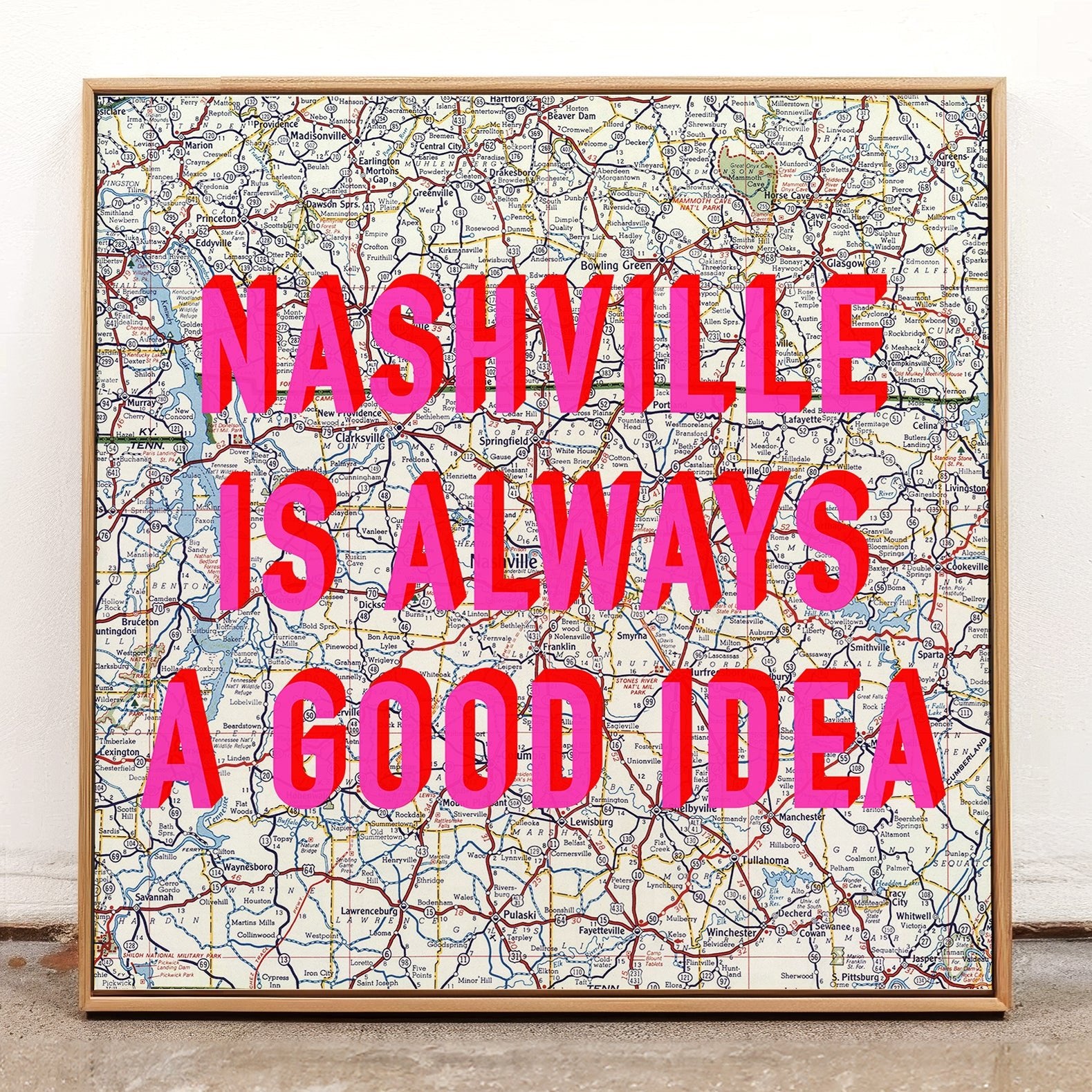 Nashville Retro Pop Art Map Print - Magic Posters