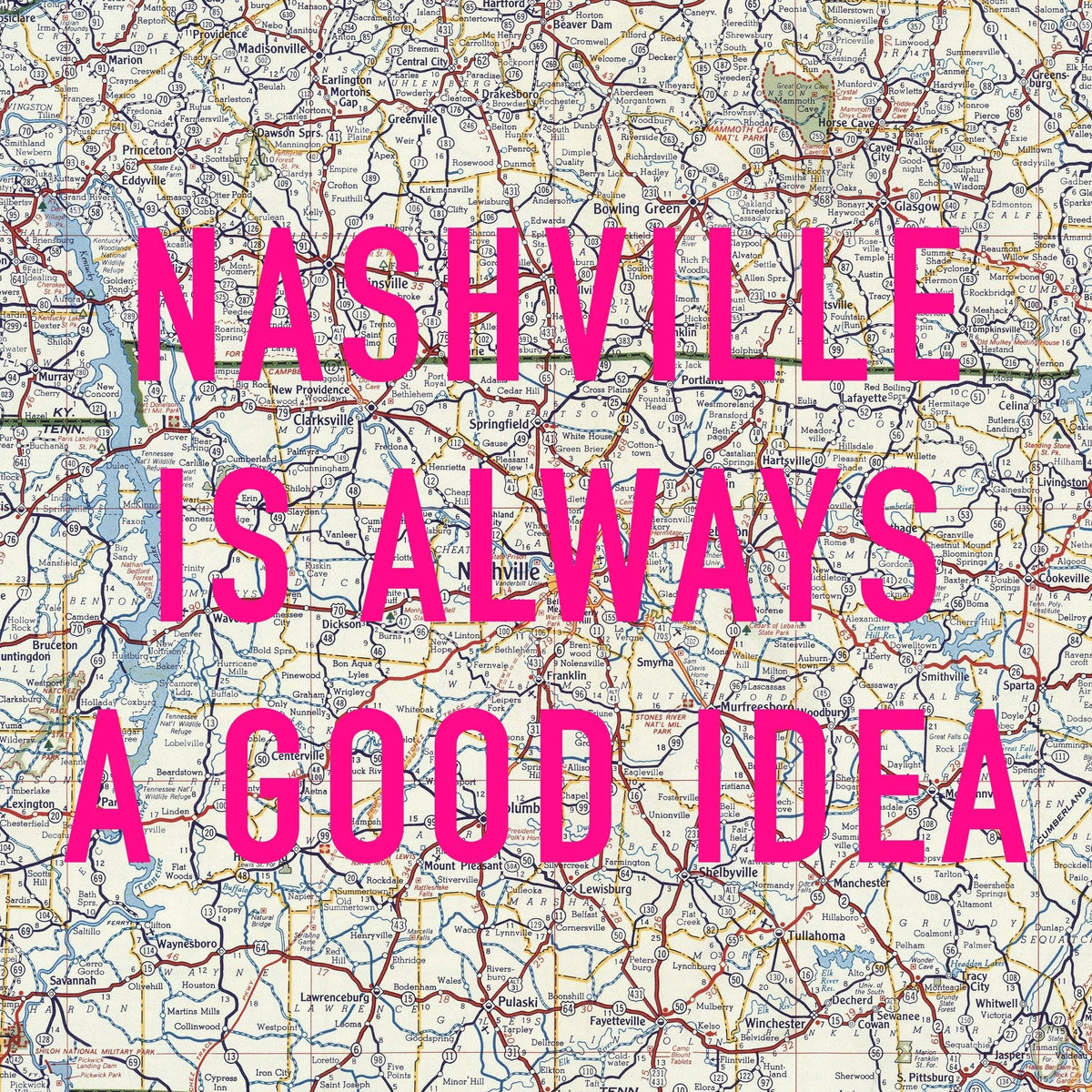 Nashville Retro Pop Art Map Print