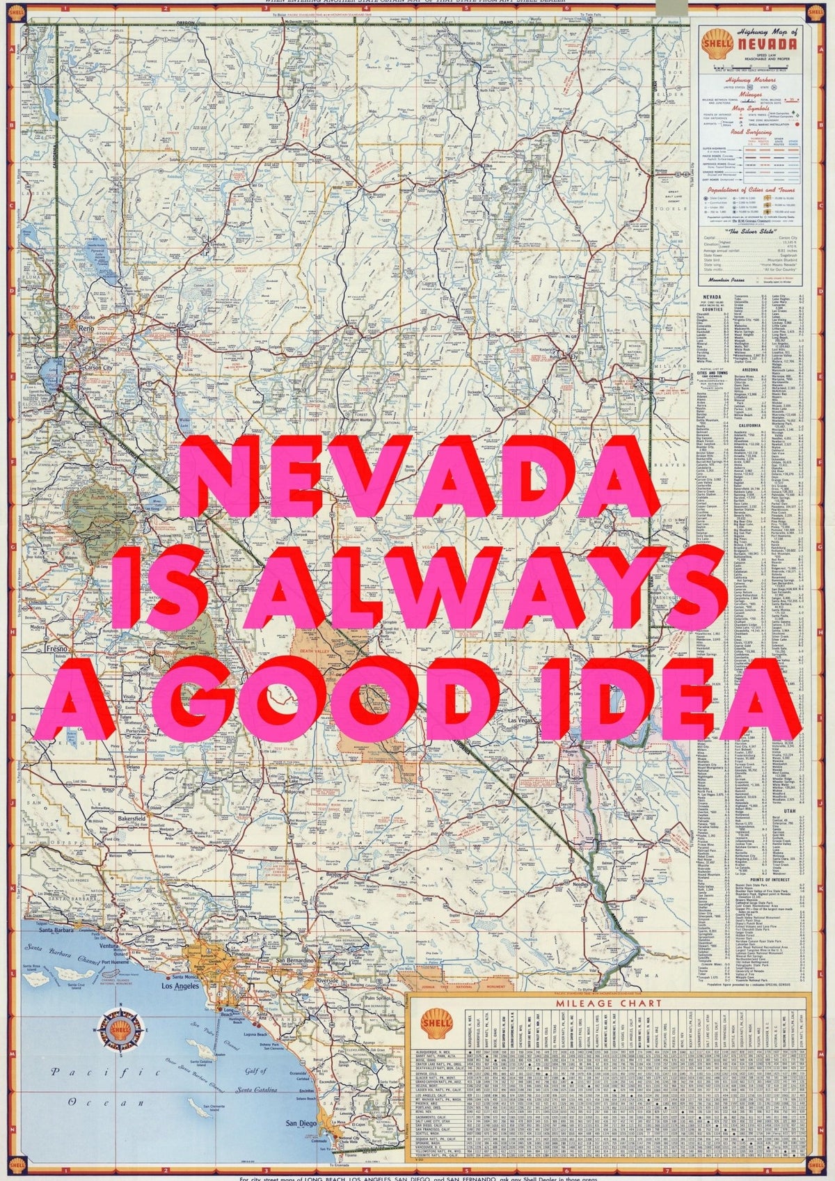 Nevada Retro Pop Art Map Print