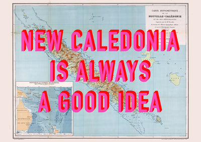 New Caledonia Retro Pop Art Map Print (landscape) - Magic Posters