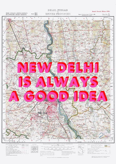 New Delhi Retro Pop Art Map Print (portrait) - Magic Posters