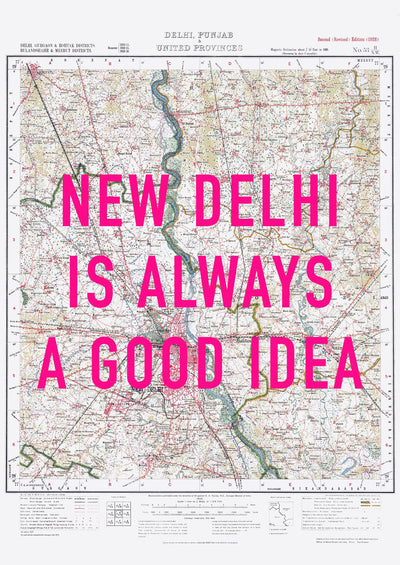 New Delhi Retro Pop Art Map Print (portrait) - Magic Posters