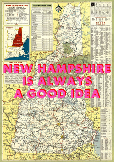 New Hampshire Retro Pop Art Map Print (portrait)