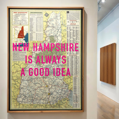 New Hampshire Retro Pop Art Map Print (portrait) - Magic Posters