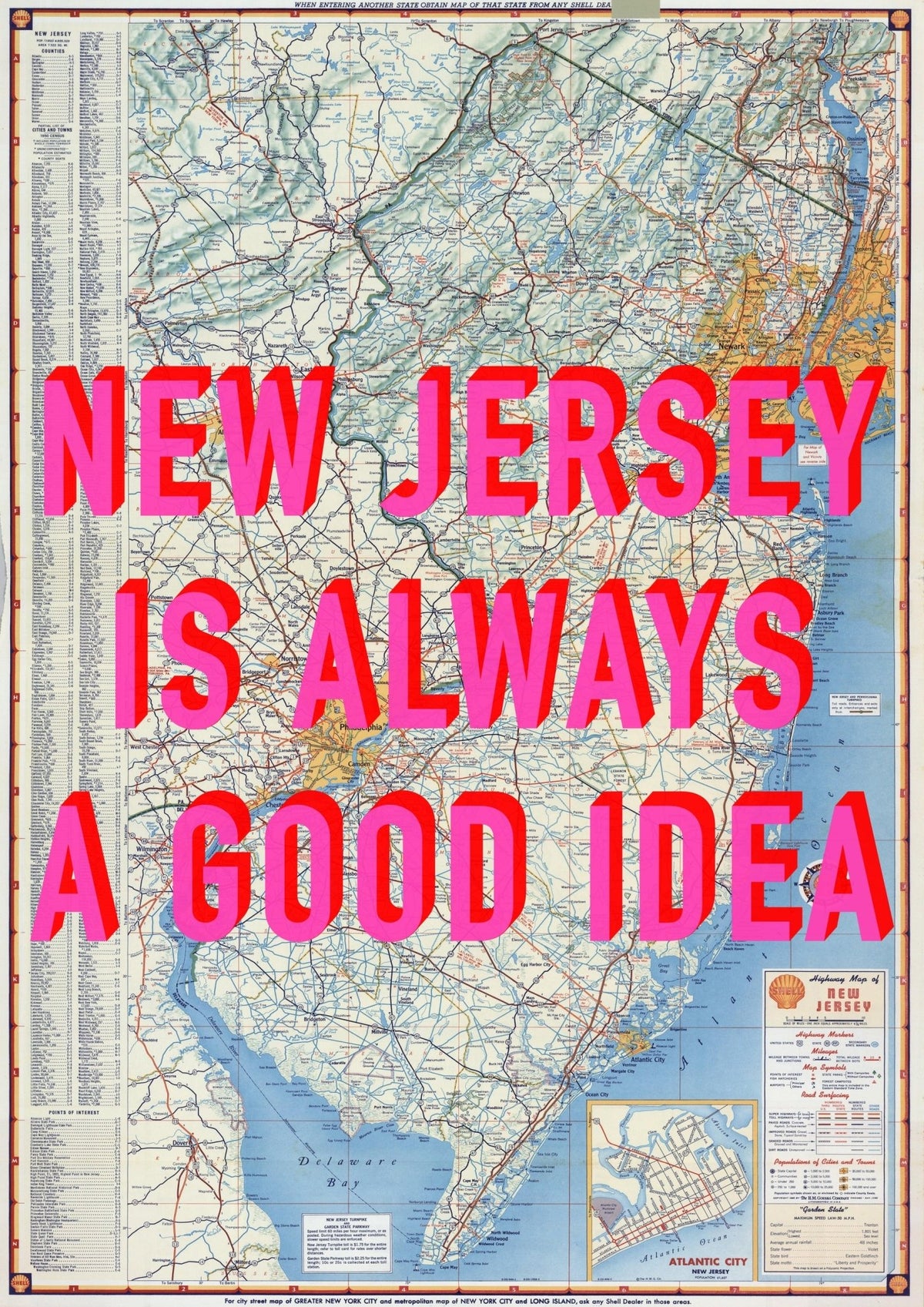 New Jersey Retro Pop Art Map Print