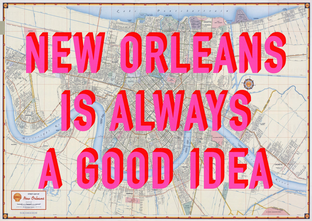 New Orleans Retro Pop Art Map Print (landscape)