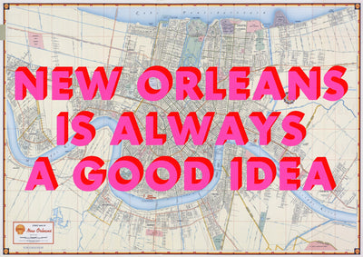 New Orleans Retro Pop Art Map Print (landscape)