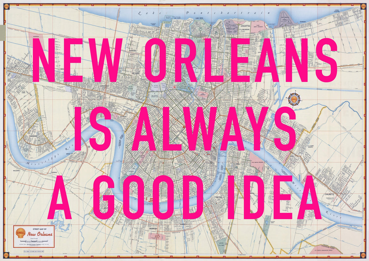 New Orleans Retro Pop Art Map Print (landscape)