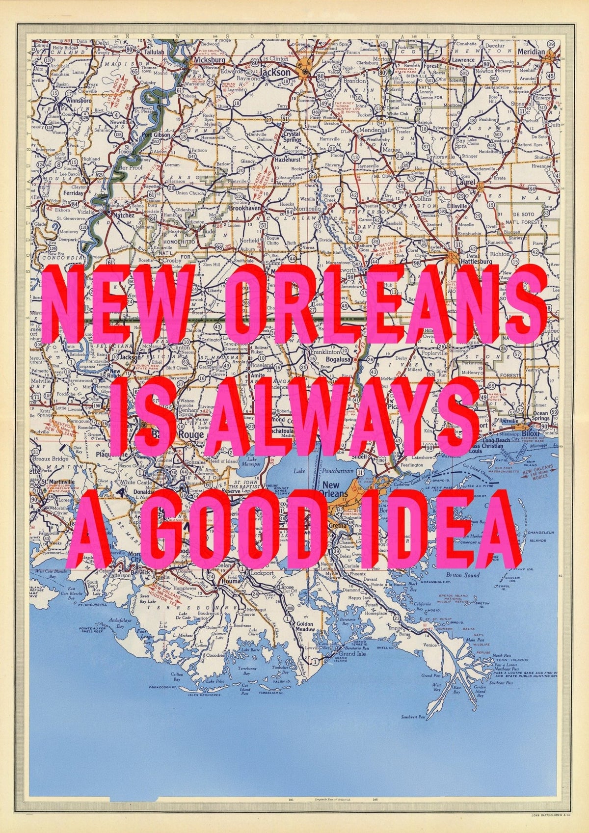 New Orleans Retro Pop Art Map Print (portrait)
