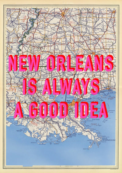New Orleans Retro Pop Art Map Print (portrait)