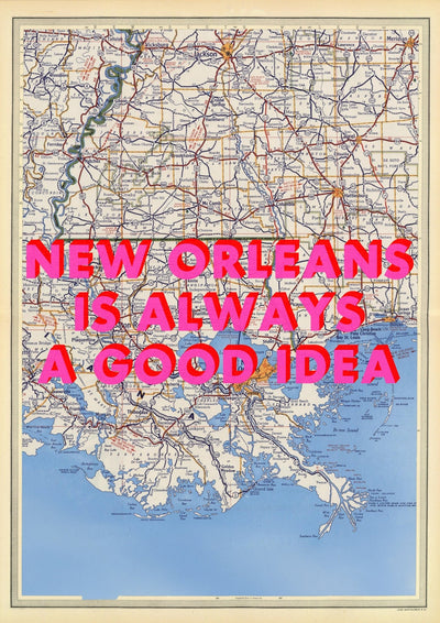 New Orleans Retro Pop Art Map Print (portrait)