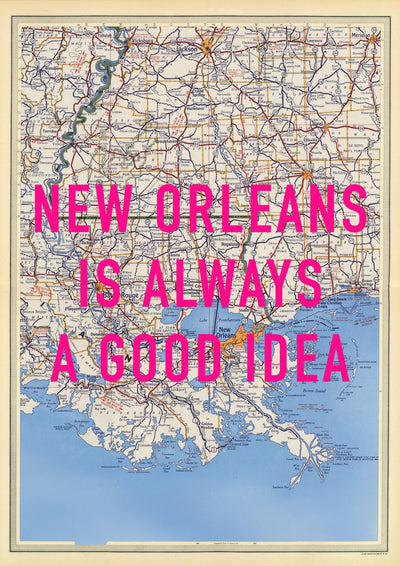 New Orleans Retro Pop Art Map Print (portrait)