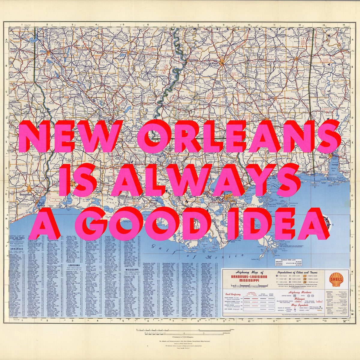 New Orleans Retro Pop Art Map Print