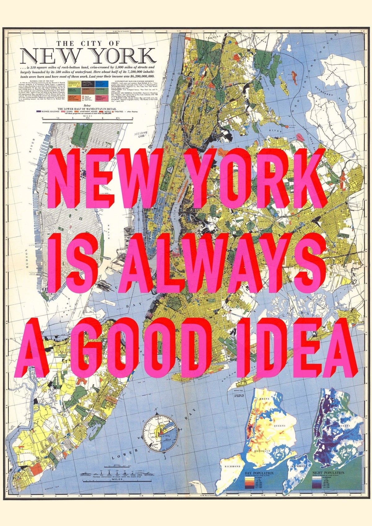 New York City Retro Pop Art Map Print