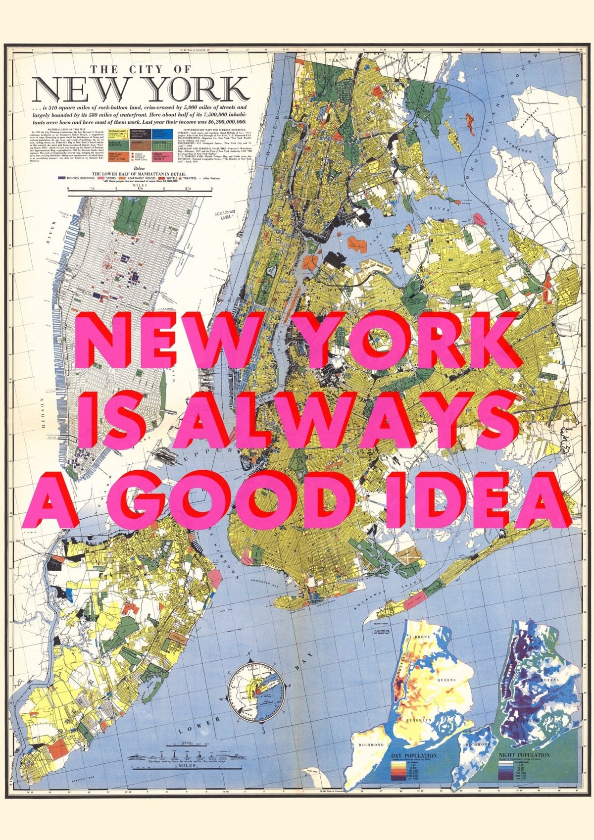 New York City Retro Pop Art Map Print