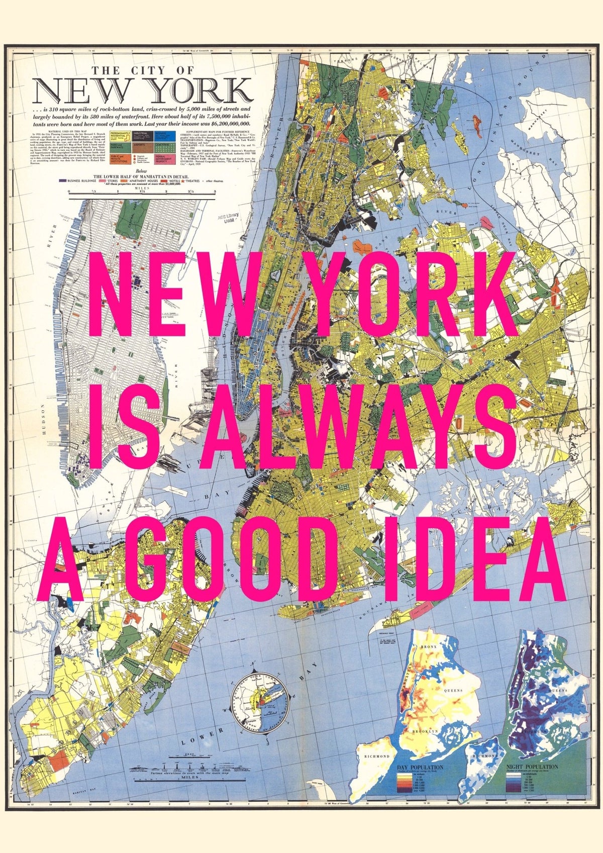 New York City Retro Pop Art Map Print
