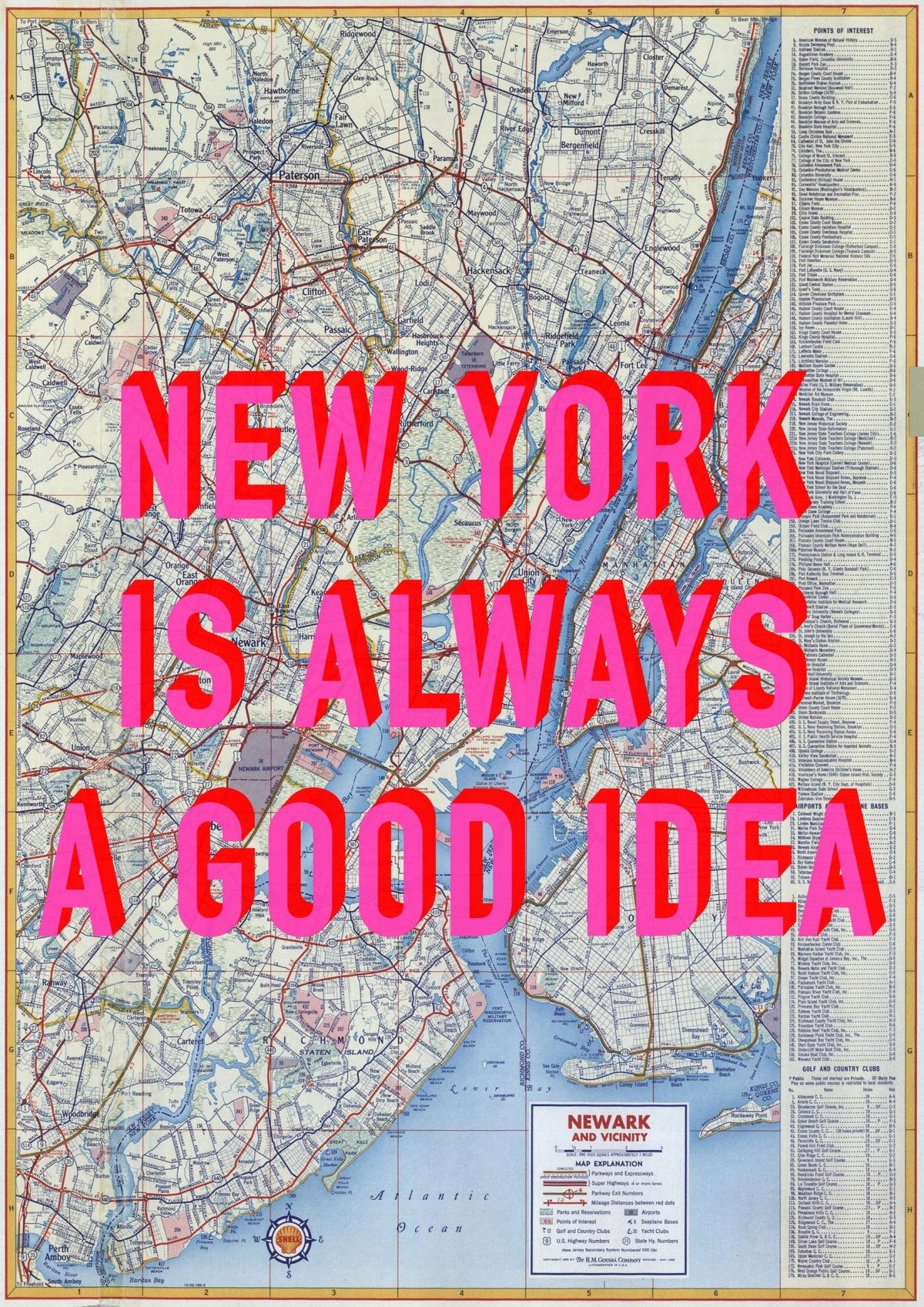 New York Retro Pop Art Map Print