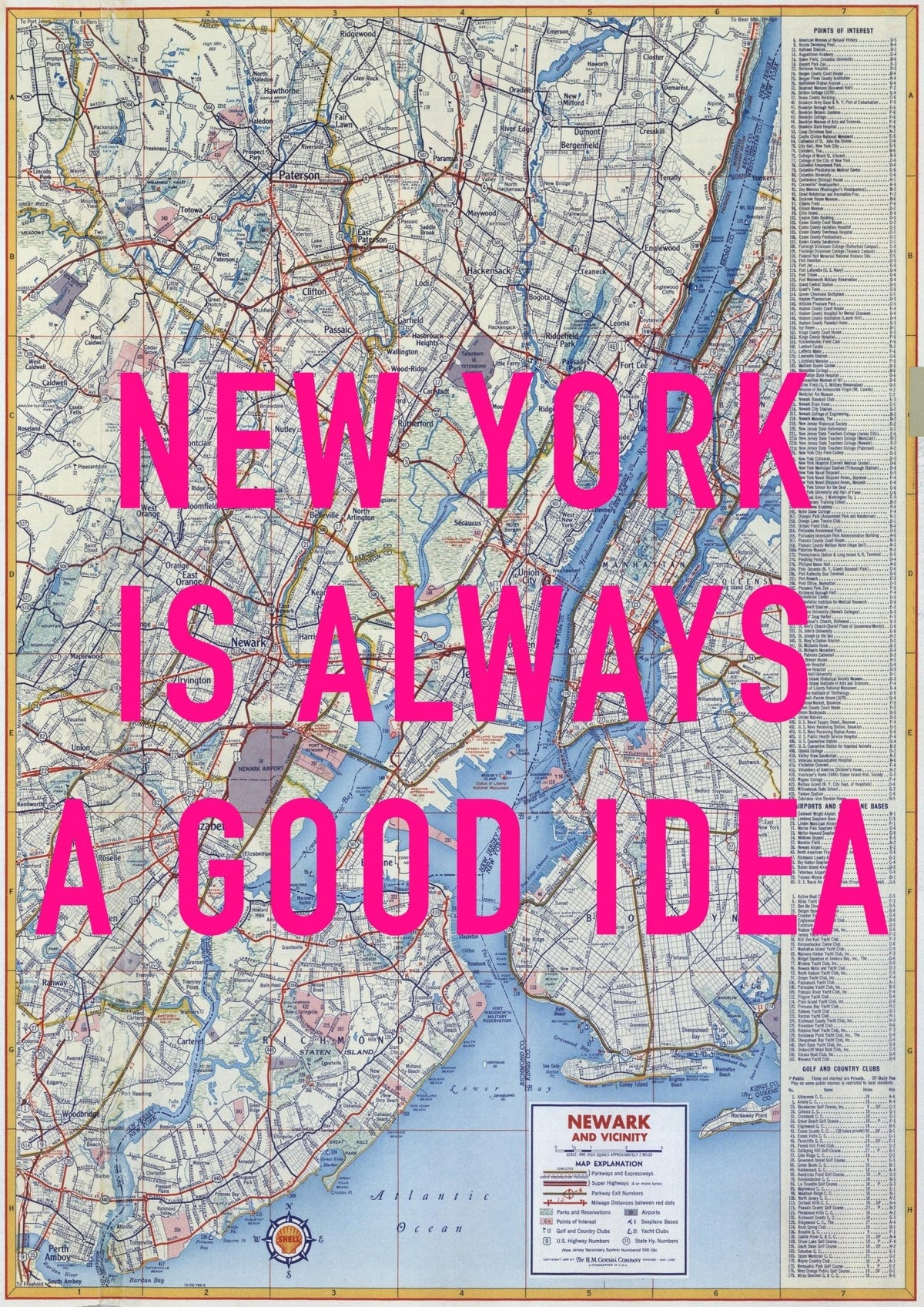 New York Retro Pop Art Map Print