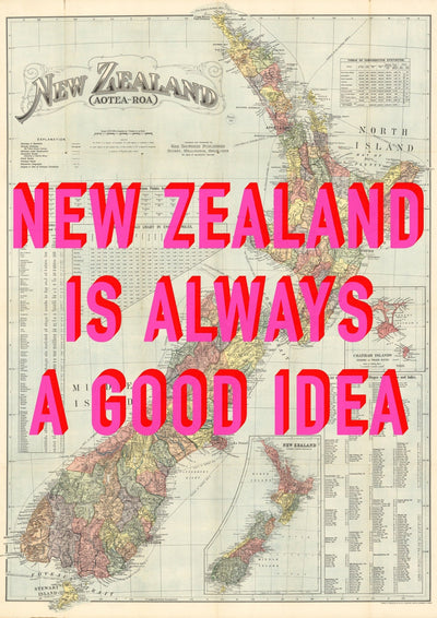New Zealand Retro Pop Art Map Print
