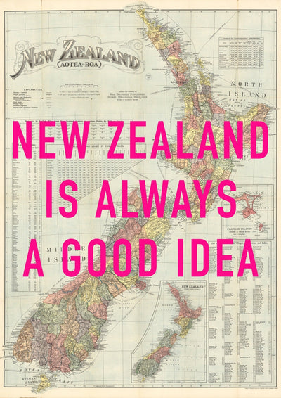 New Zealand Retro Pop Art Map Print