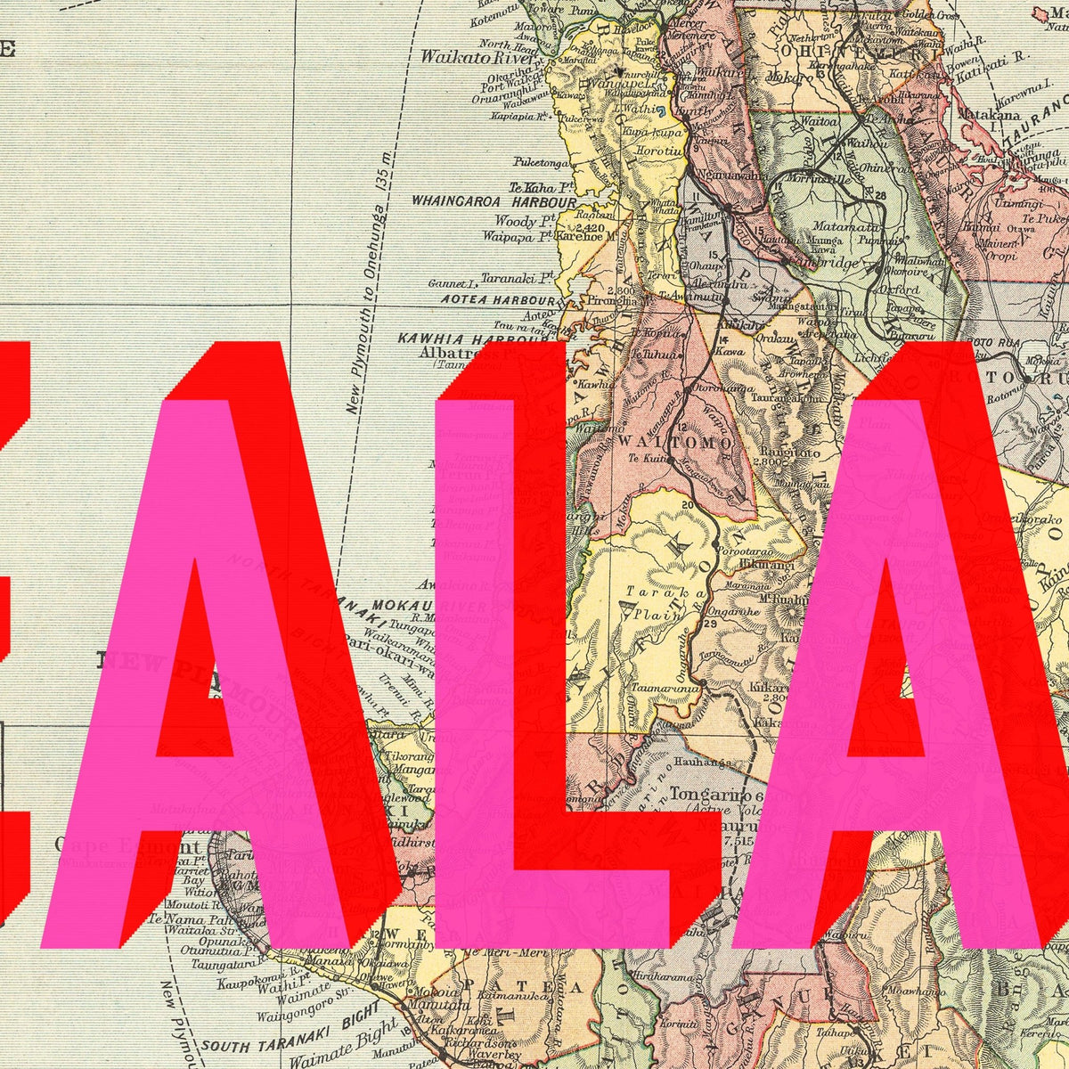 New Zealand Retro Pop Art Map Print