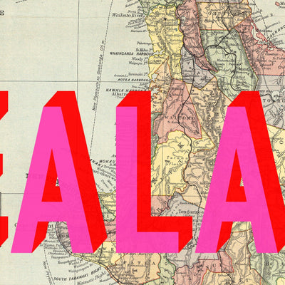 New Zealand Retro Pop Art Map Print