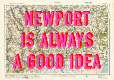 Newport Retro Pop Art Map Print (landscape)