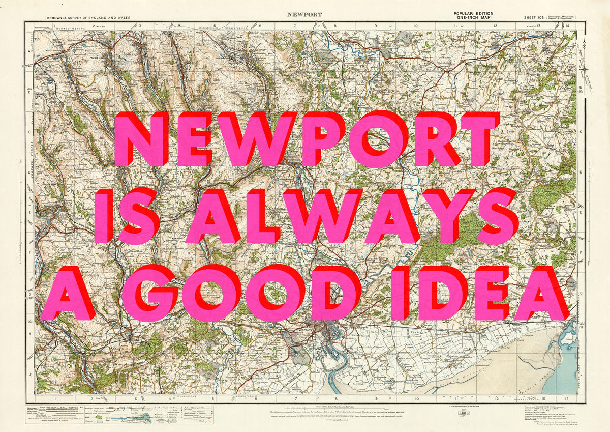 Newport Retro Pop Art Map Print (landscape)