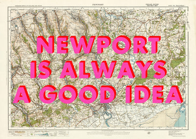 Newport Retro Pop Art Map Print (landscape)