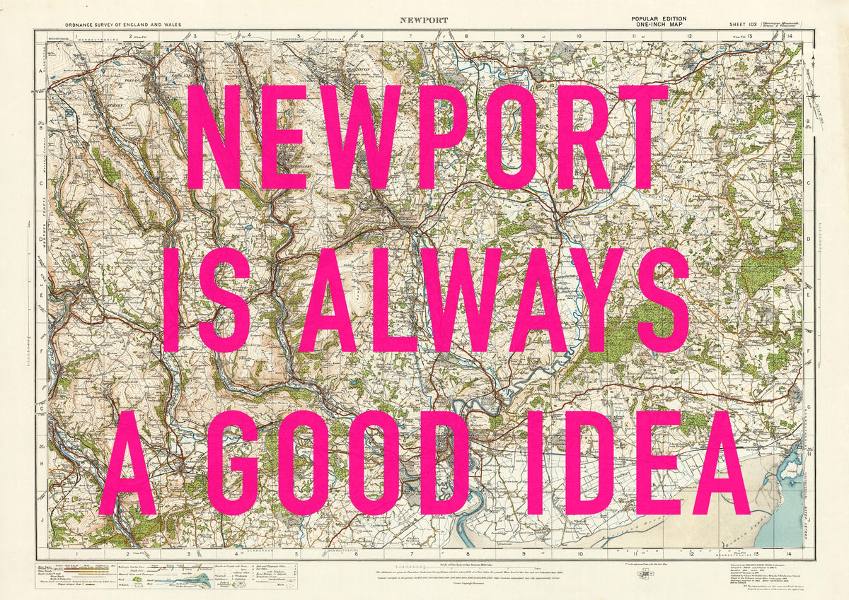 Newport Retro Pop Art Map Print (landscape)