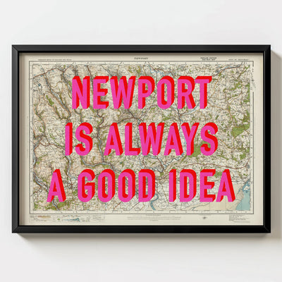 Newport Retro Pop Art Map Print (landscape) - Magic Posters