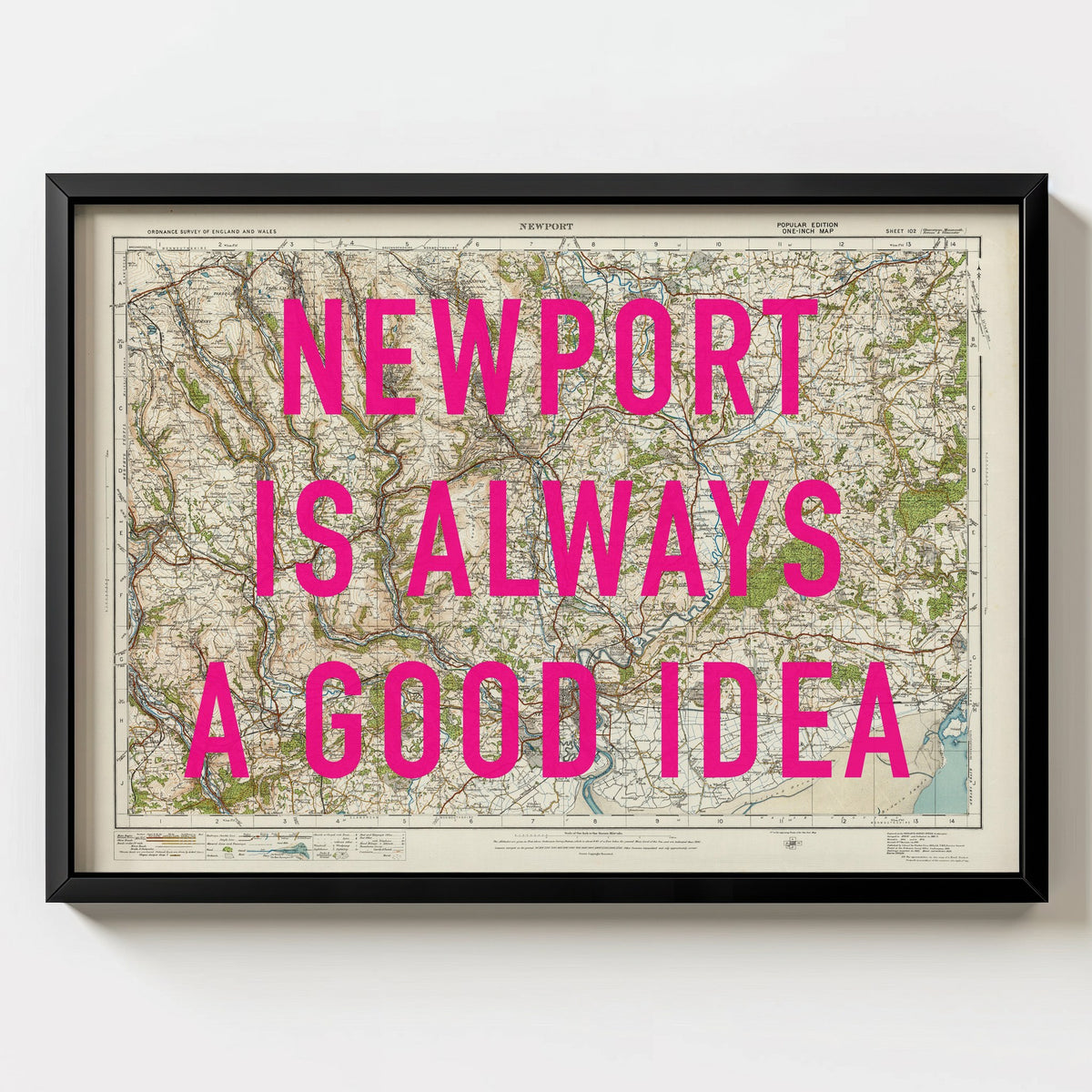 Newport Retro Pop Art Map Print (landscape) - Magic Posters
