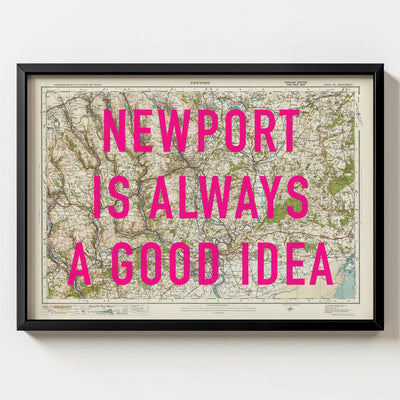 Newport Retro Pop Art Map Print (landscape) - Magic Posters