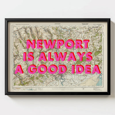 Newport Retro Pop Art Map Print (landscape) - Magic Posters