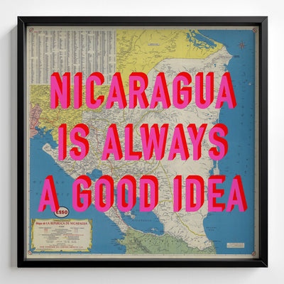 Nicaragua Retro Pop Art Map Print (square) - Magic Posters