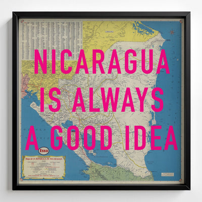 Nicaragua Retro Pop Art Map Print (square) - Magic Posters