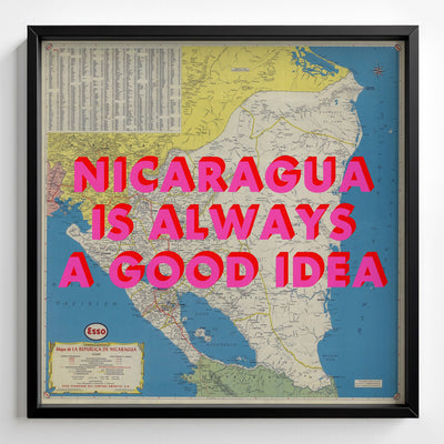 Nicaragua Retro Pop Art Map Print (square) - Magic Posters