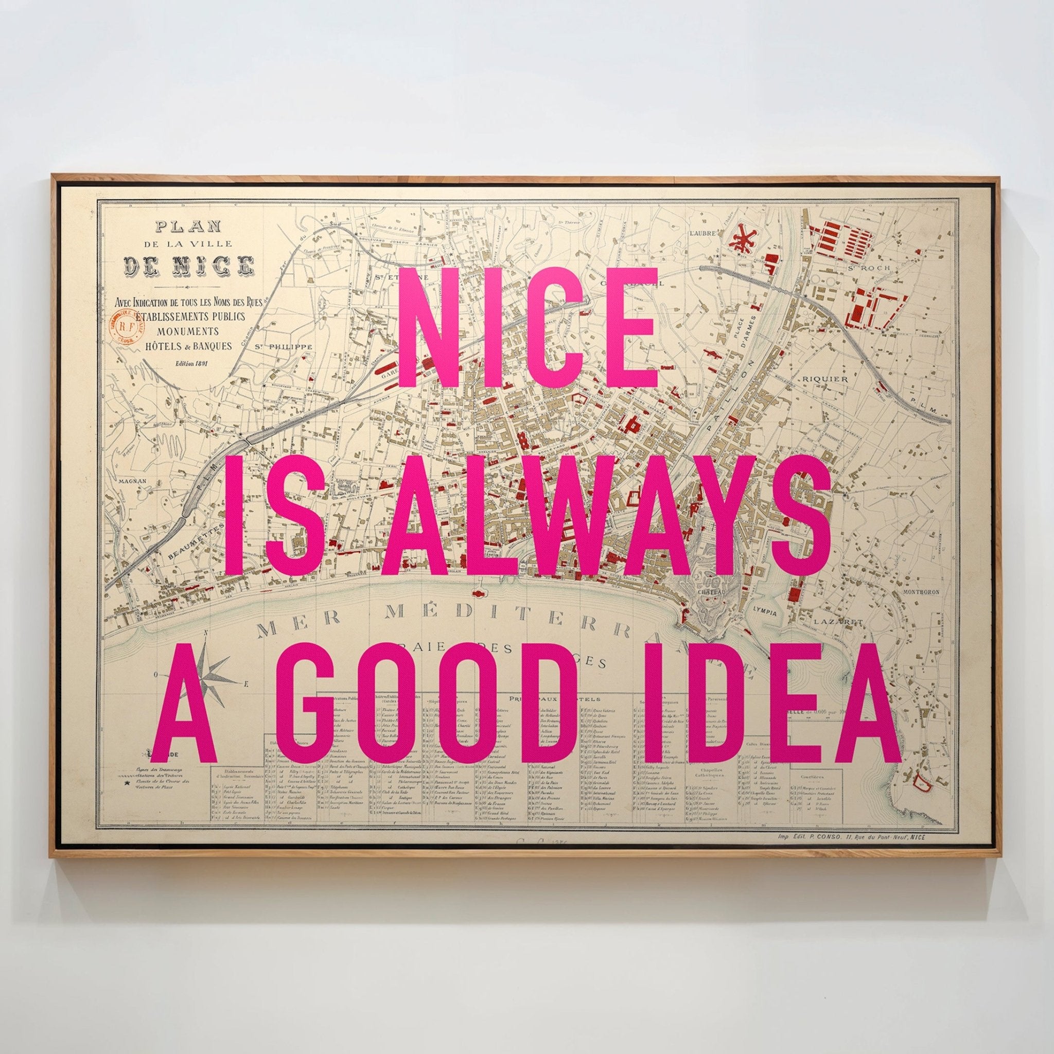 Nice - France Retro Pop Art Map Print - Magic Posters