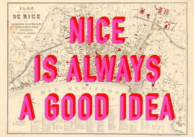 Nice - France Retro Pop Art Map Print