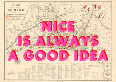Nice - France Retro Pop Art Map Print