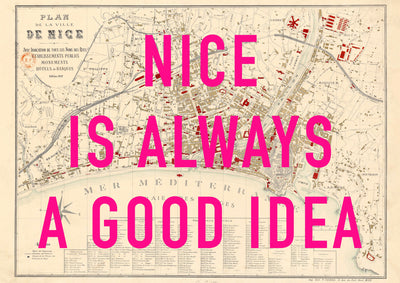 Nice - France Retro Pop Art Map Print