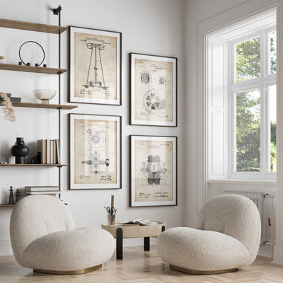 Nikola Tesla Set Of 4 Patent Prints - Magic Posters