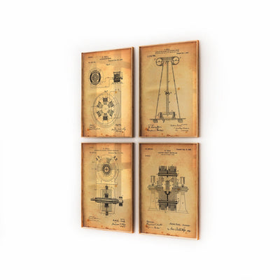 Nikola Tesla Set Of 4 Patent Prints - Magic Posters