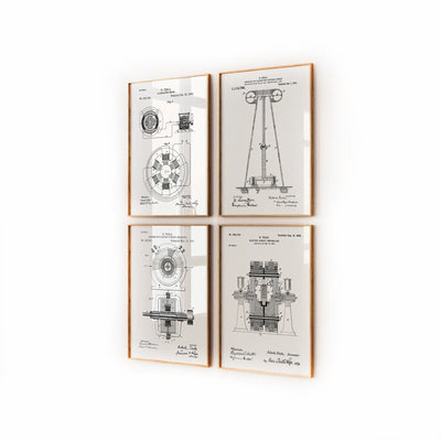 Nikola Tesla Set Of 4 Patent Prints - Magic Posters