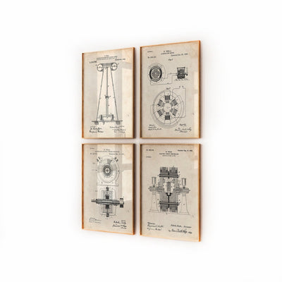 Nikola Tesla Set Of 4 Patent Prints - Magic Posters