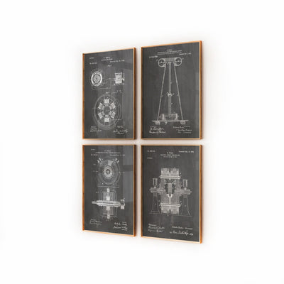 Nikola Tesla Set Of 4 Patent Prints - Magic Posters