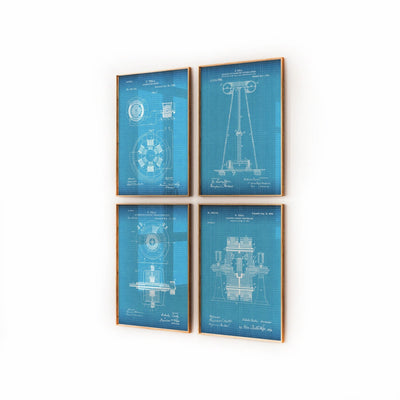 Nikola Tesla Set Of 4 Patent Prints - Magic Posters