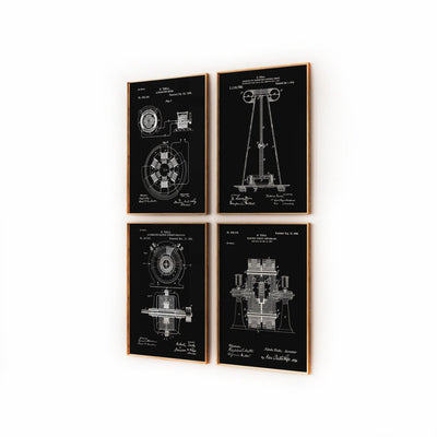 Nikola Tesla Set Of 4 Patent Prints - Magic Posters