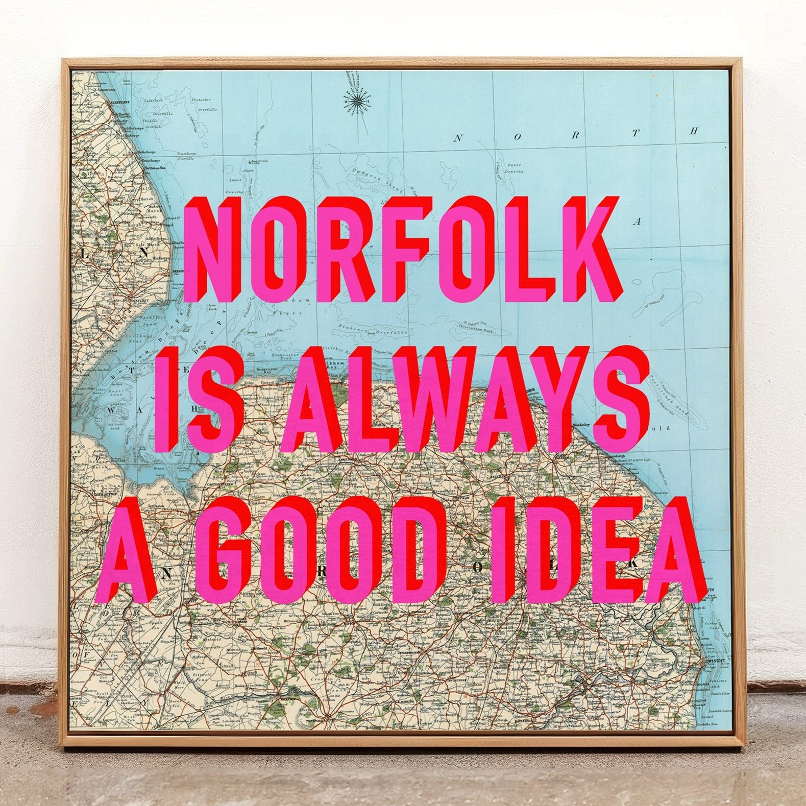Norfolk Retro Pop Art Map Print - Magic Posters