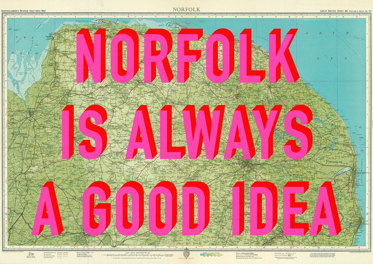 Norfolk Retro Pop Art Map Print